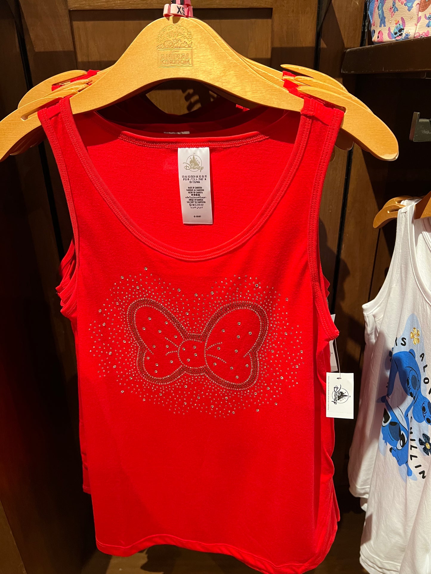Minnie Mouse Rhinestone Bow Adult Tank Top