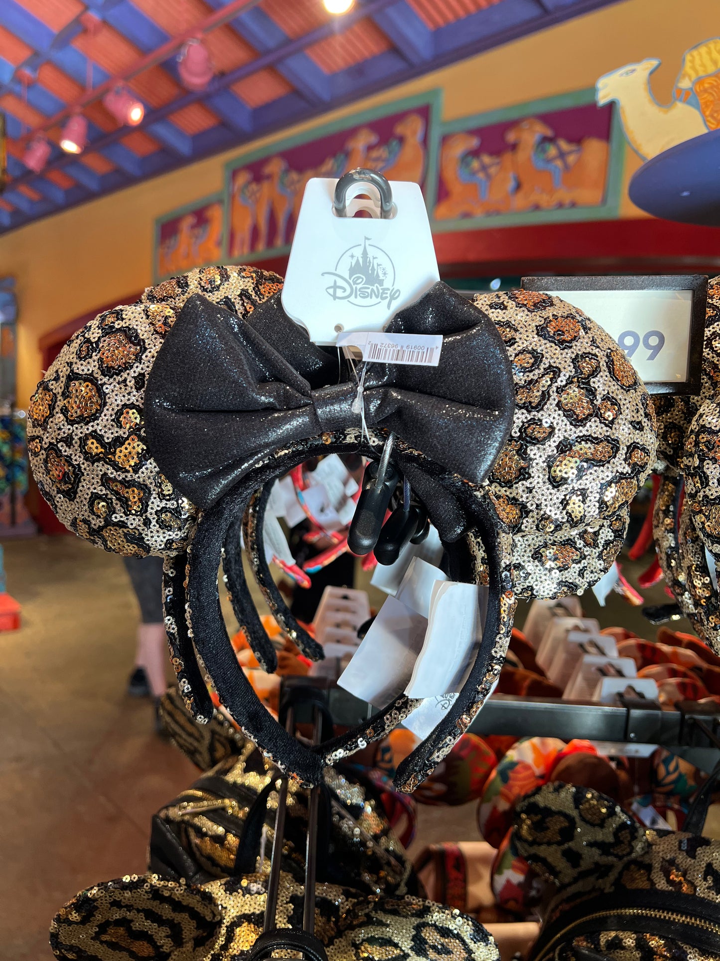 Sequin Cheetah Print Minnie Mouse Ears Headband