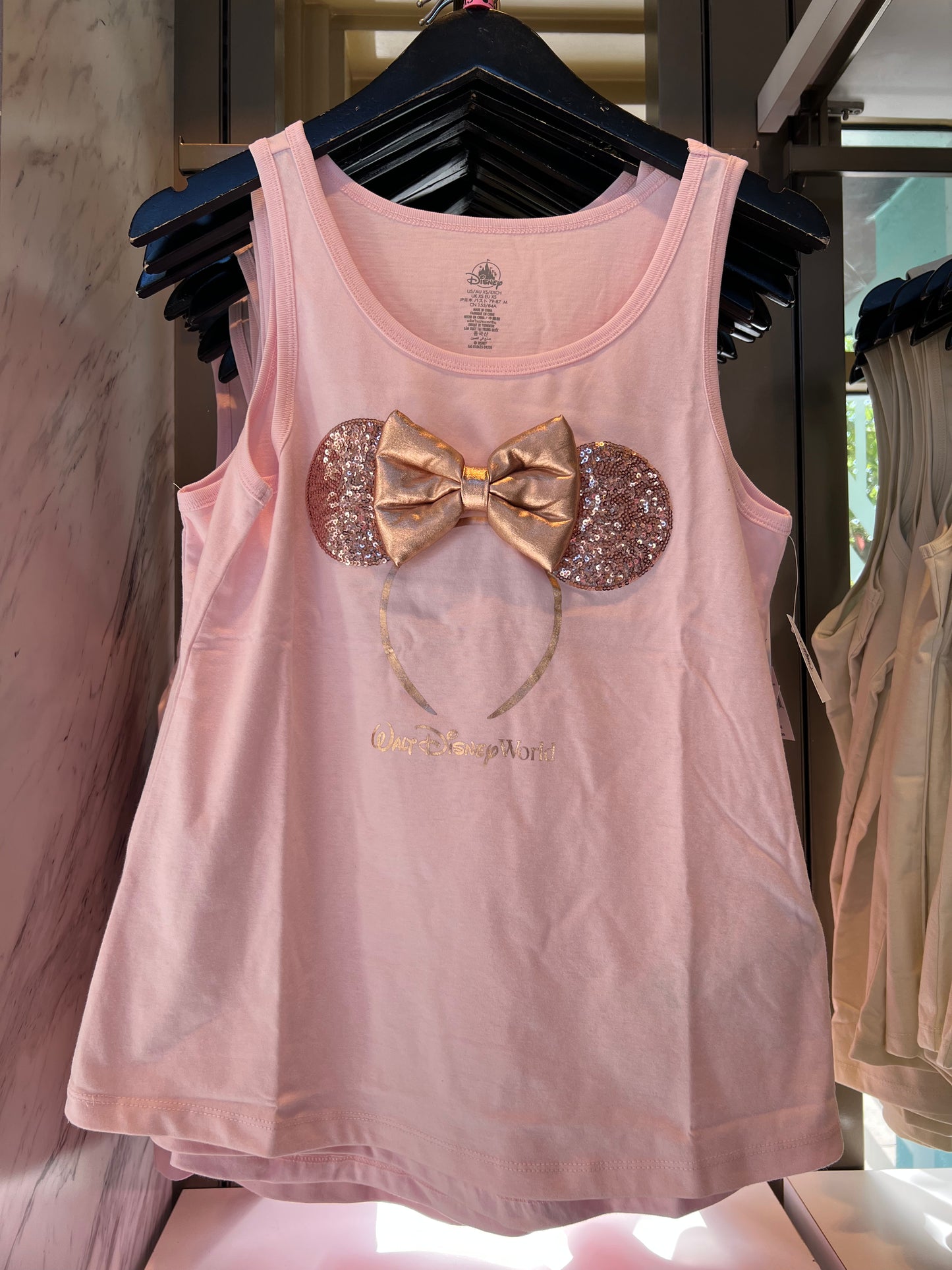Rose Gold Minnie Ears Pink Walt Disney World Adult Tank Top