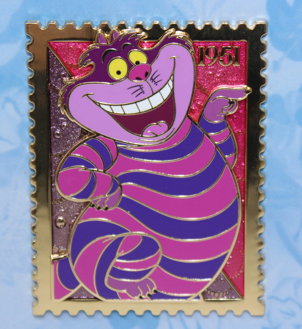 Cheshire Cat Royal Stamps Pink a la Mode Disney Pin