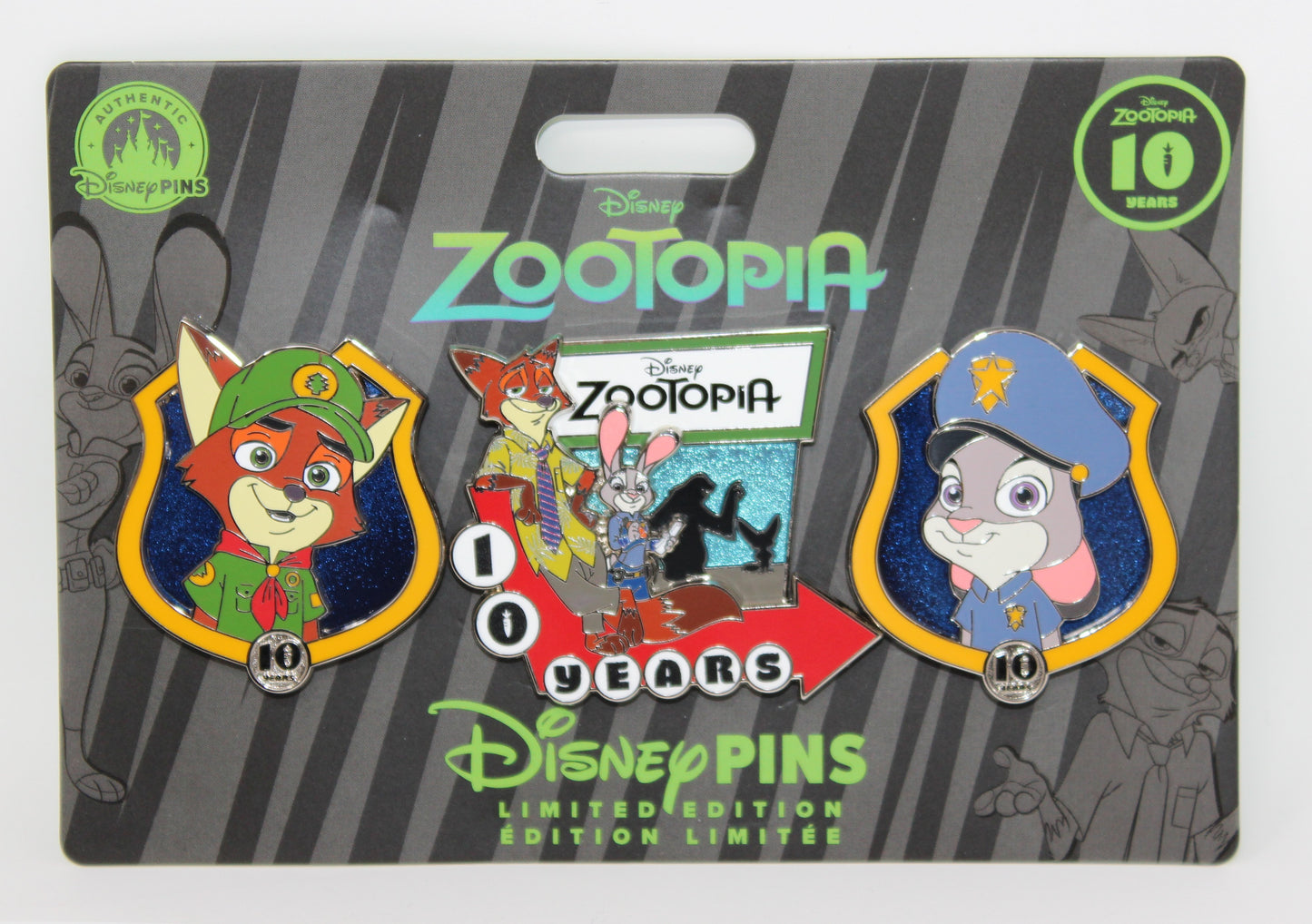 Nick & Judy Zootopia 10th Anniversary Hong Kong Disneyland Disney Pin Set