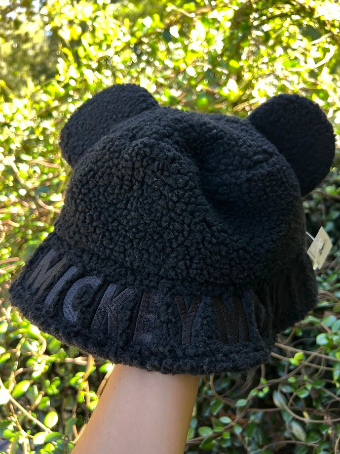 Black Sherpa Mickey Mouse Bucket Hat
