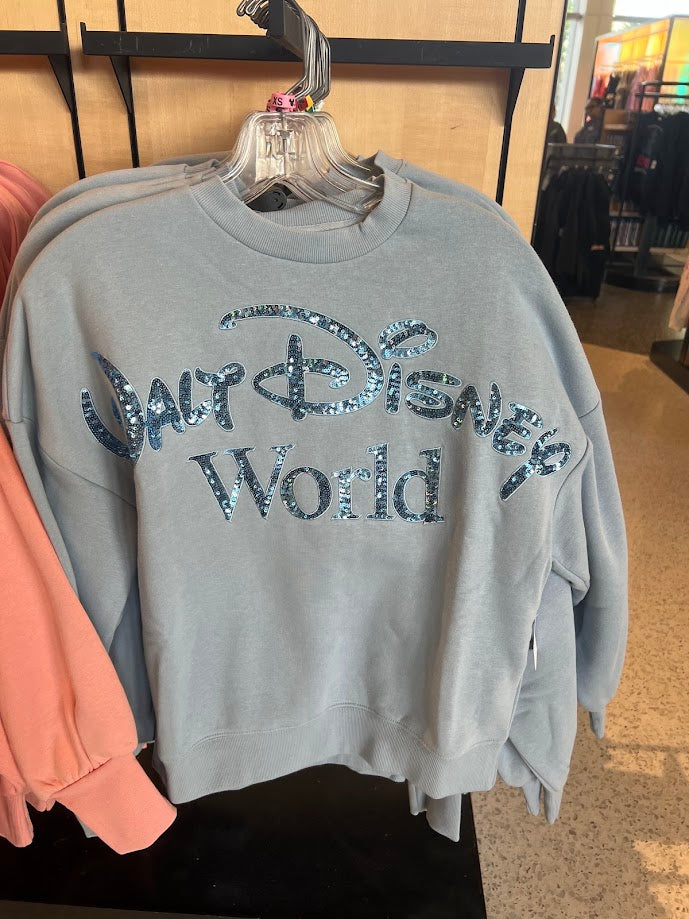 Blue Sequined Walt Disney World Adult Crewneck Sweatshirt