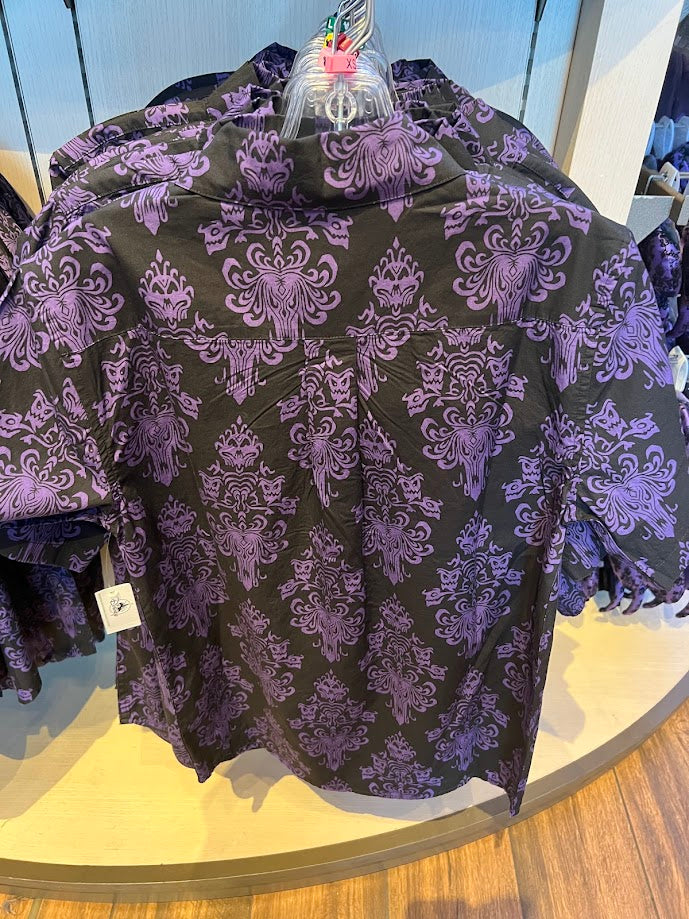 Haunted Mansion Wallpaper Button-Up Adult Shirt