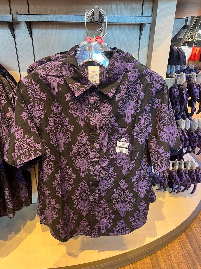 Haunted Mansion Wallpaper Button-Up Adult Shirt