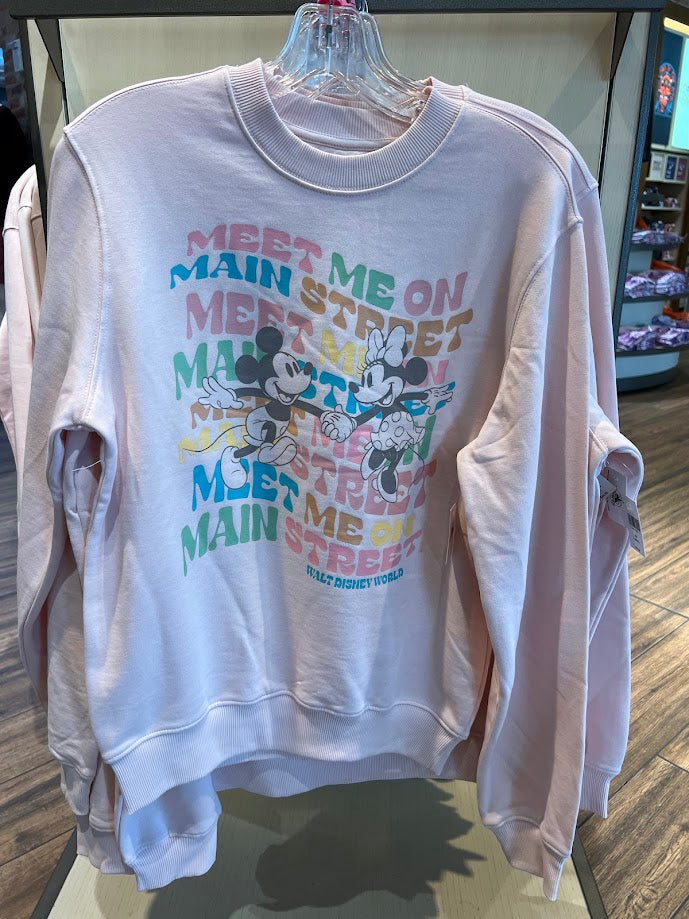 Mickey & Minnie Meet Me on Main Street Walt Disney World Adult Sweatshirt