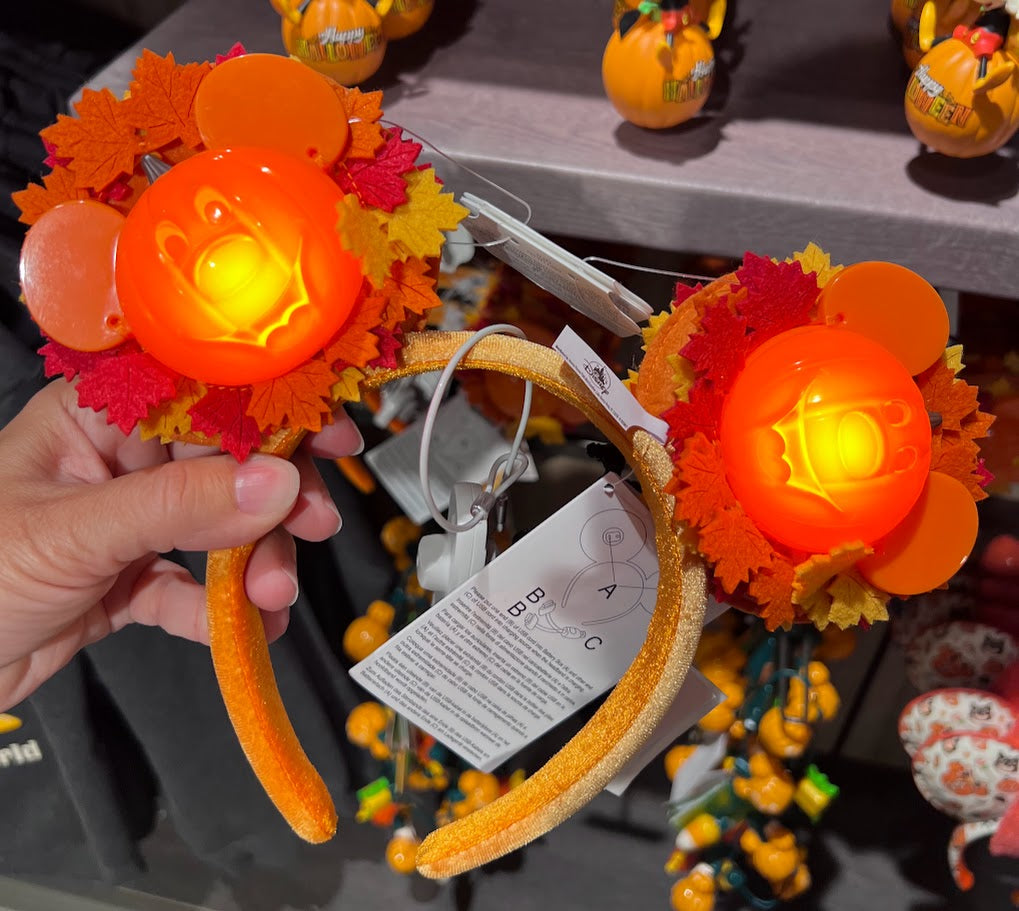 Mickey Mouse Pumpkin Wreath Halloween Light Up Minnie Mouse Ears Headband