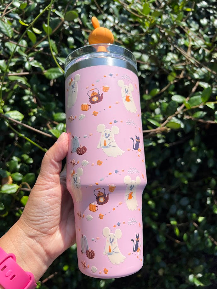 Pink Mickey & Minnie Mouse Ghosts Halloween Tumbler 30oz.