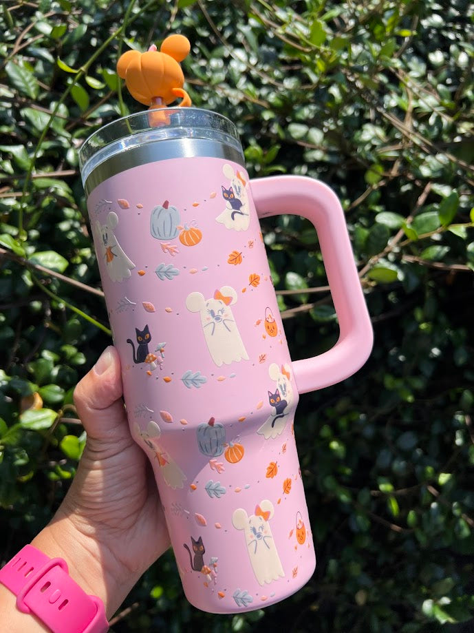 Pink Mickey & Minnie Mouse Ghosts Halloween Tumbler 30oz.