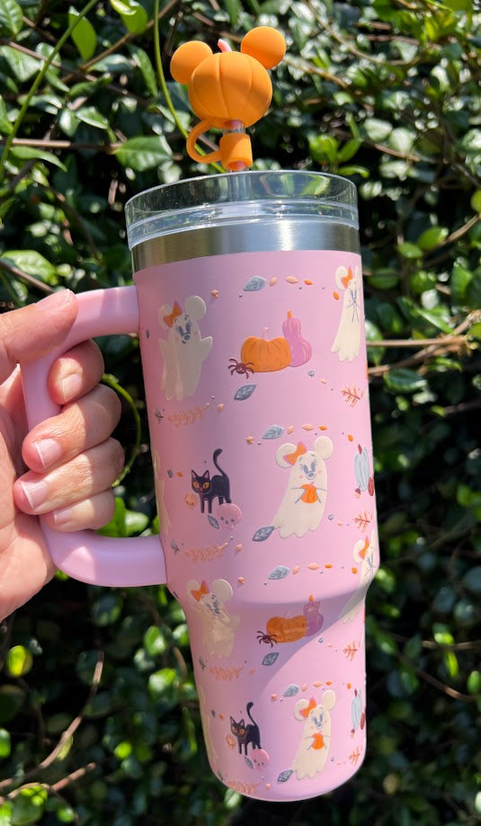 Pink Mickey & Minnie Mouse Ghosts Halloween Tumbler 30oz.