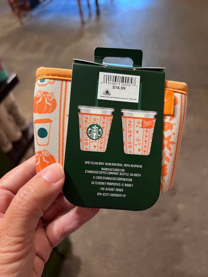 Pumpkin Spice Starbucks Fabric Cup Sleeve for 16 oz Cold Cups