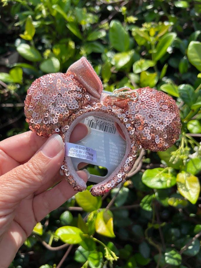 Rose Gold Minnie Mouse Ears Headband Bag Charm Keychain