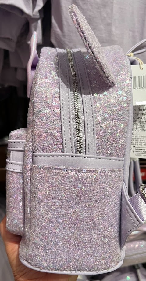 Shimmering Lavender Sequined Disney Loungefly Mini Backpack