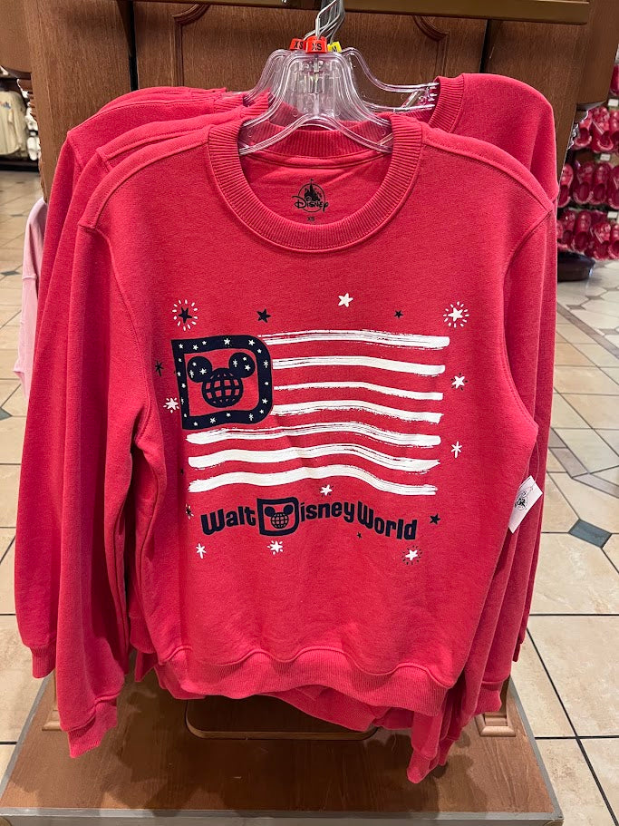 Red Walt Disney World American Flag Sweatshirt