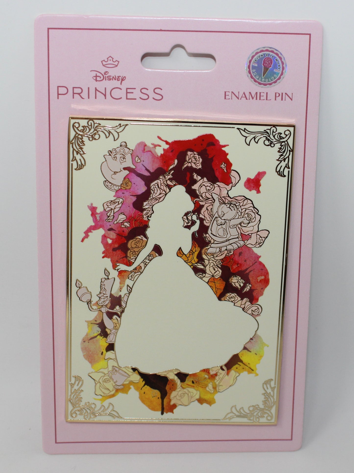 Belle Disney Princess Watercolor Portraits Pink a la Mode Jumbo Disney Pin