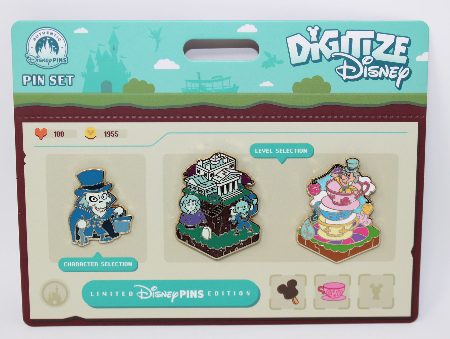 Hatbox Ghost Haunted Mansion & Mad Tea Party Disneyland Digitize Disney Pin Set