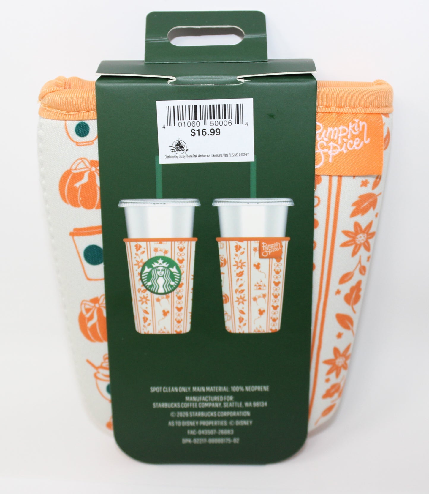 Pumpkin Spice Starbucks Fabric Cup Sleeve for 24 oz Cold Cups