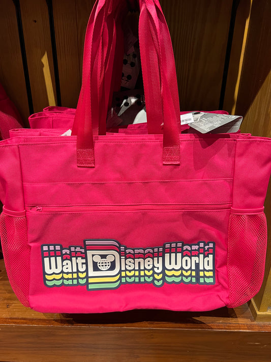 Magenta Walt Disney World Logo Zippered Tote Bag