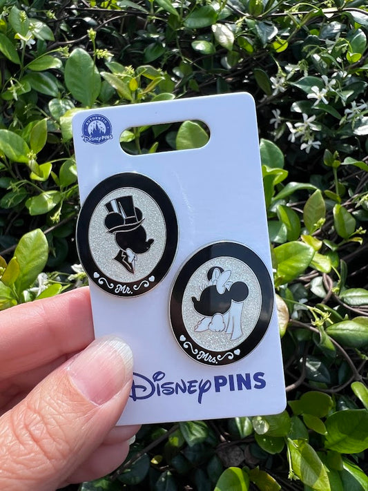 Mickey & Minnie Mr. & Mrs. Wedding Silhouettes Disney Pin Set