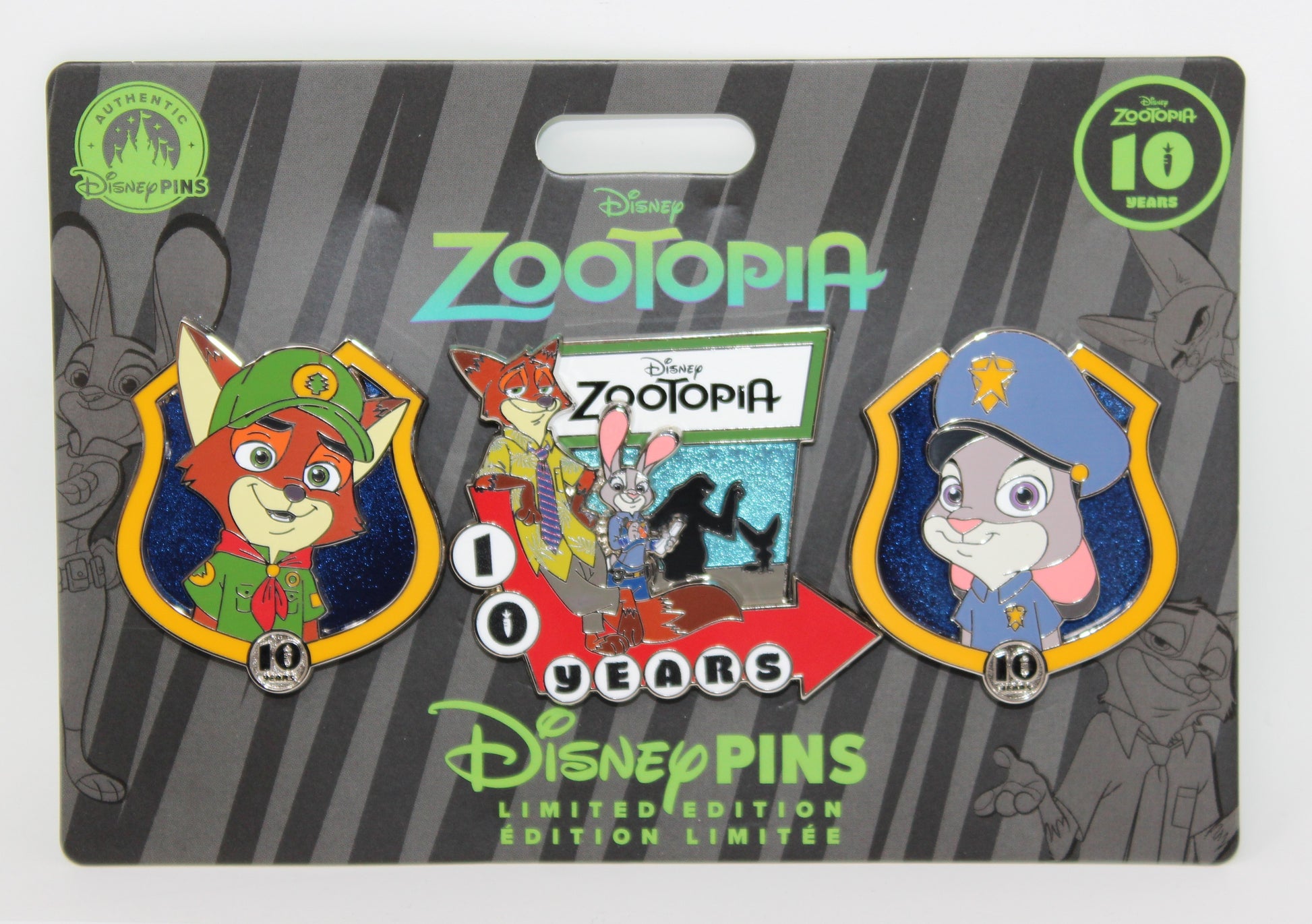 Nick & Judy Zootopia 10th Anniversary Hong Kong Disneyland Disney Pin Set