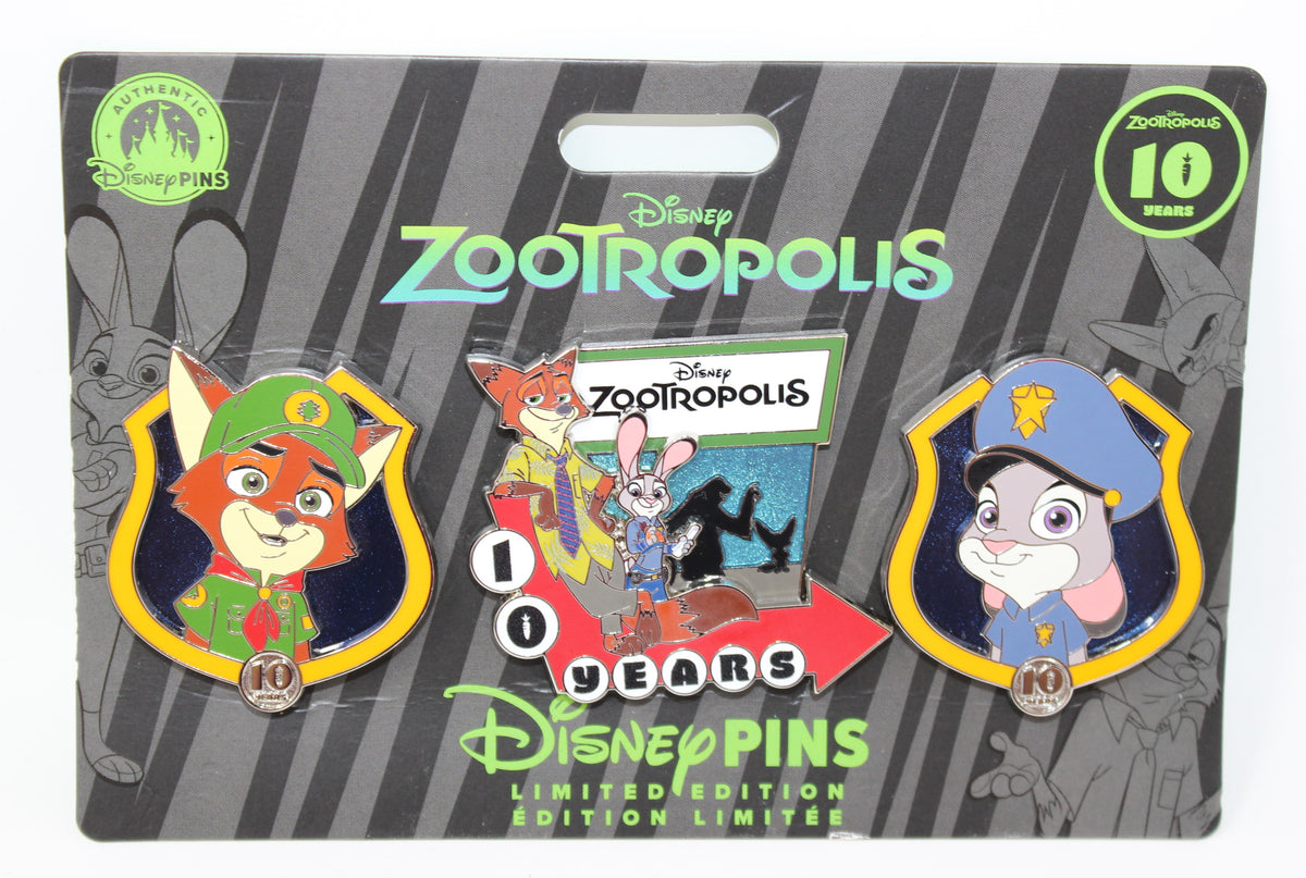 Nick & Judy Zootopia 10th Anniversary Hong Kong Disneyland Disney Pin Set