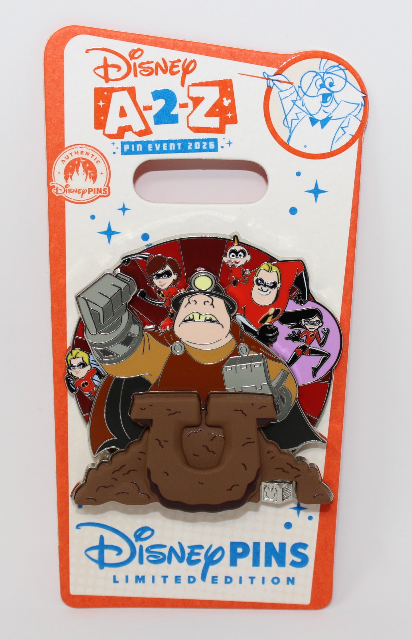 U for Underminer Alphabet Collection A-2-Z Disney Pin