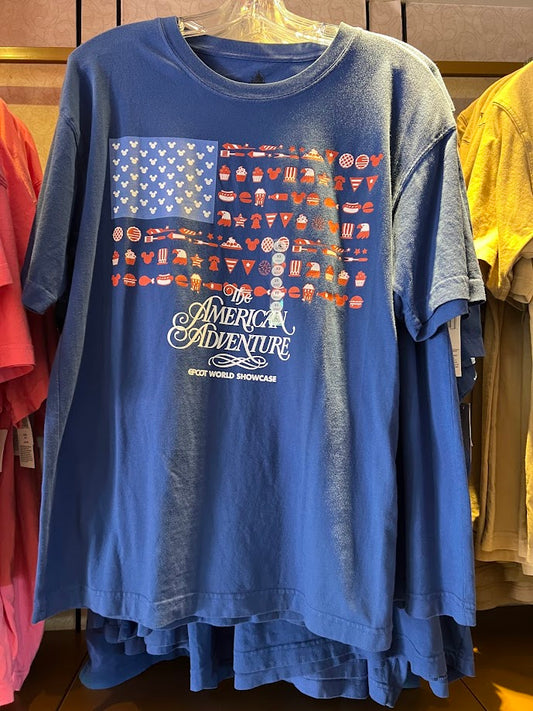 American Flag American Adventure Epcot World Showcase Adult T-Shirt