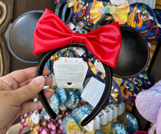 Black Faux Leather Minnie Mouse Ears Headband