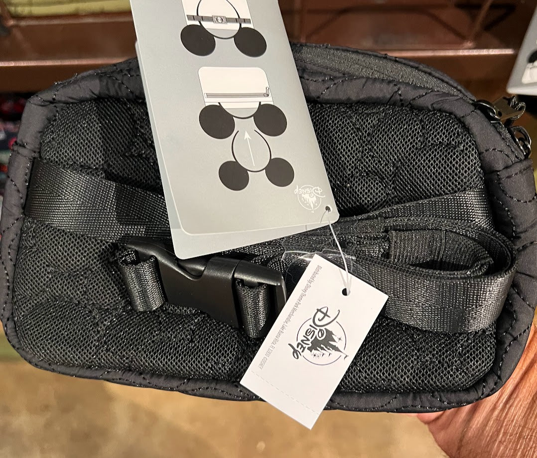Black Quilted Mickey Mouse Walt Disney World Fanny Pack