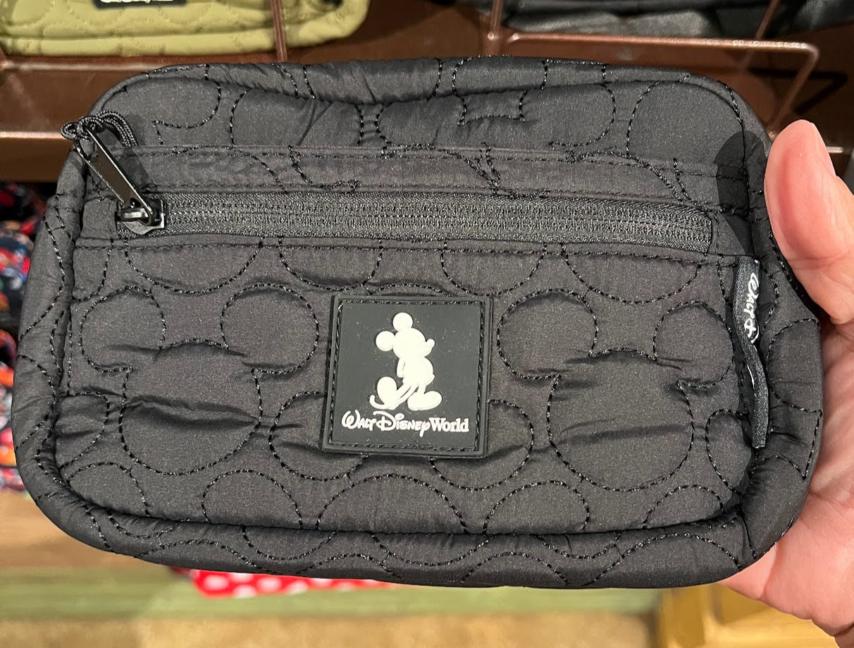 Black Quilted Mickey Mouse Walt Disney World Fanny Pack