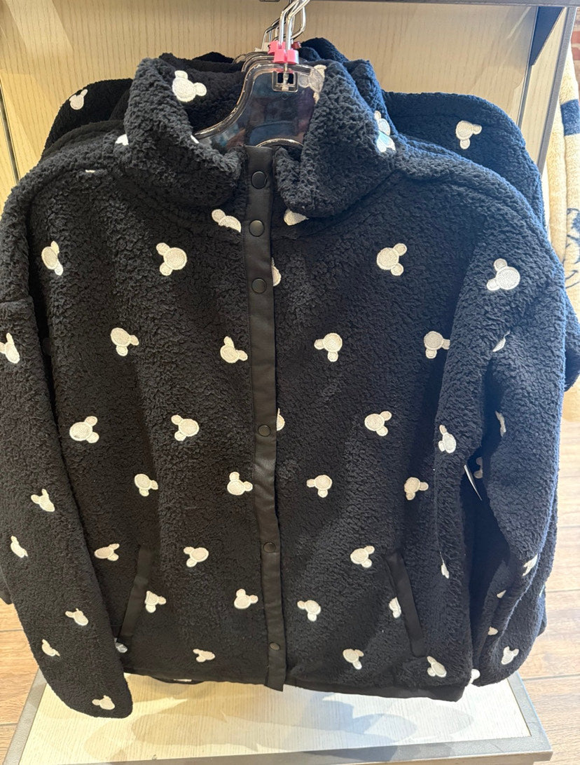 Black Sherpa Mickey Mouse Icons Jacket