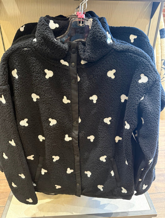 Black Sherpa Mickey Mouse Icons Jacket