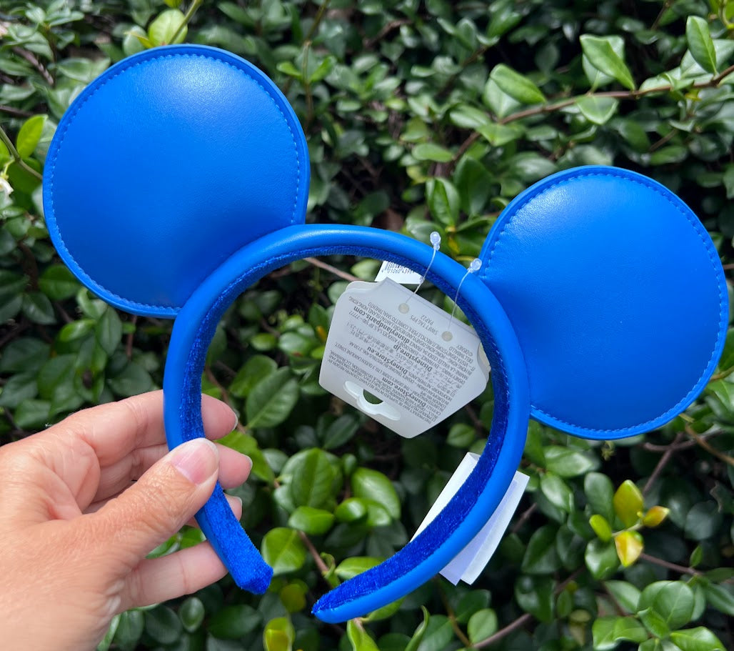 Blue WDW Logo Mania Minnie Mouse Ears Headband