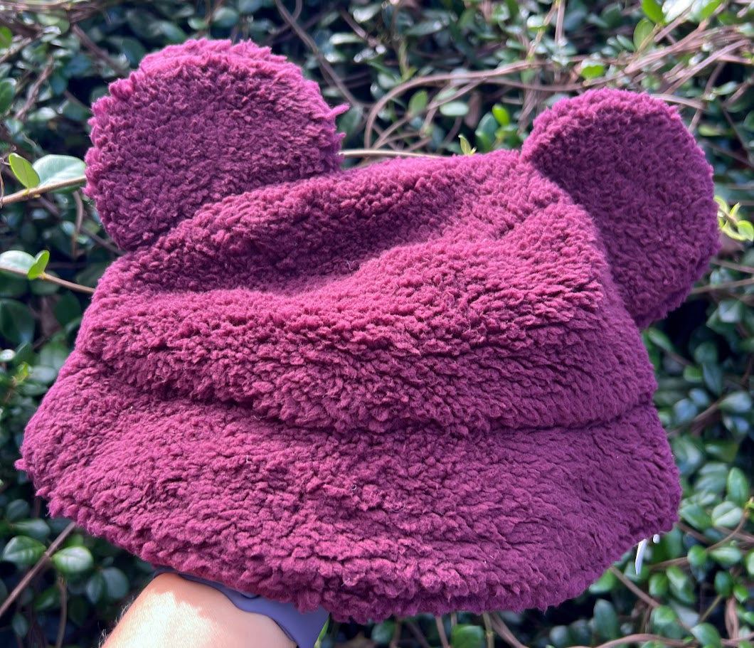 Burgundy Mickey Mouse Ears Sherpa Beanie