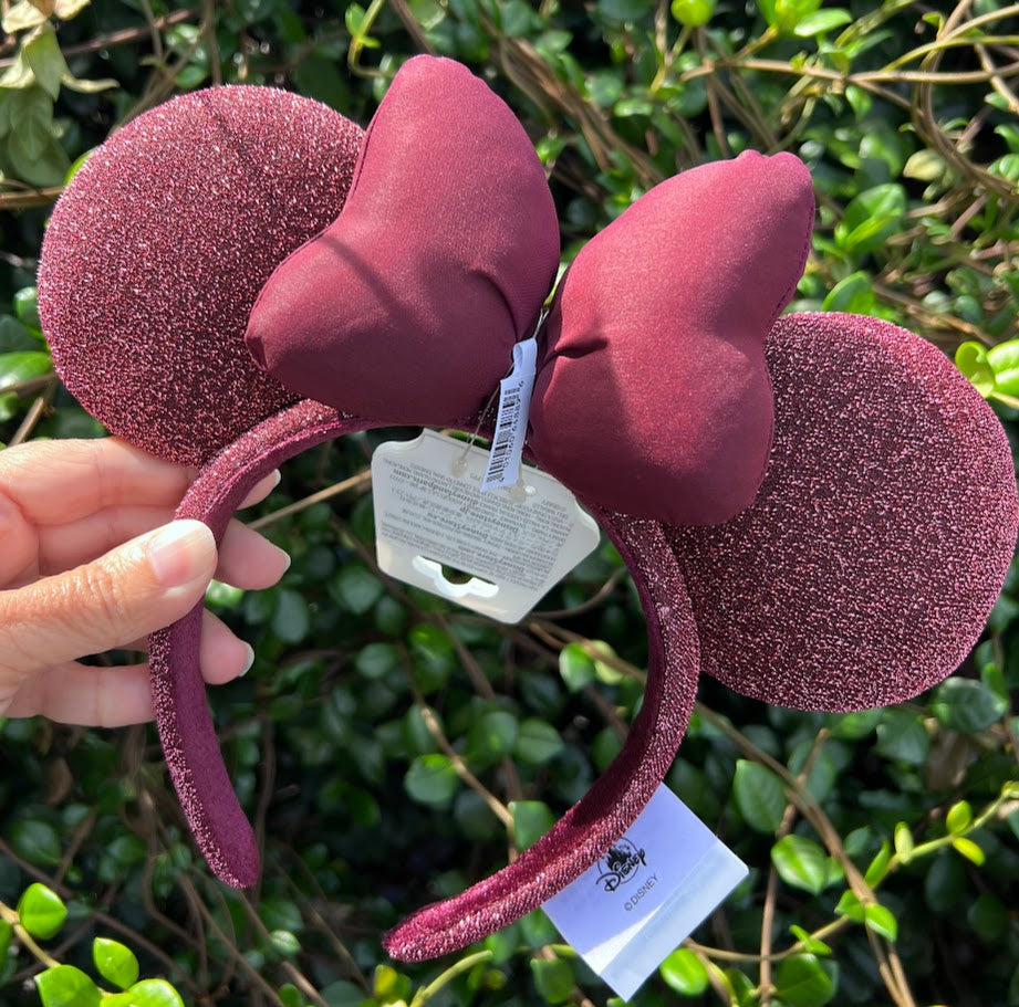 Burgundy Minnie Mouse Ears Headband