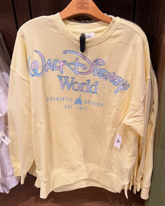 Butter Yellow Floral Walt Disney World Adult Sweatshirt
