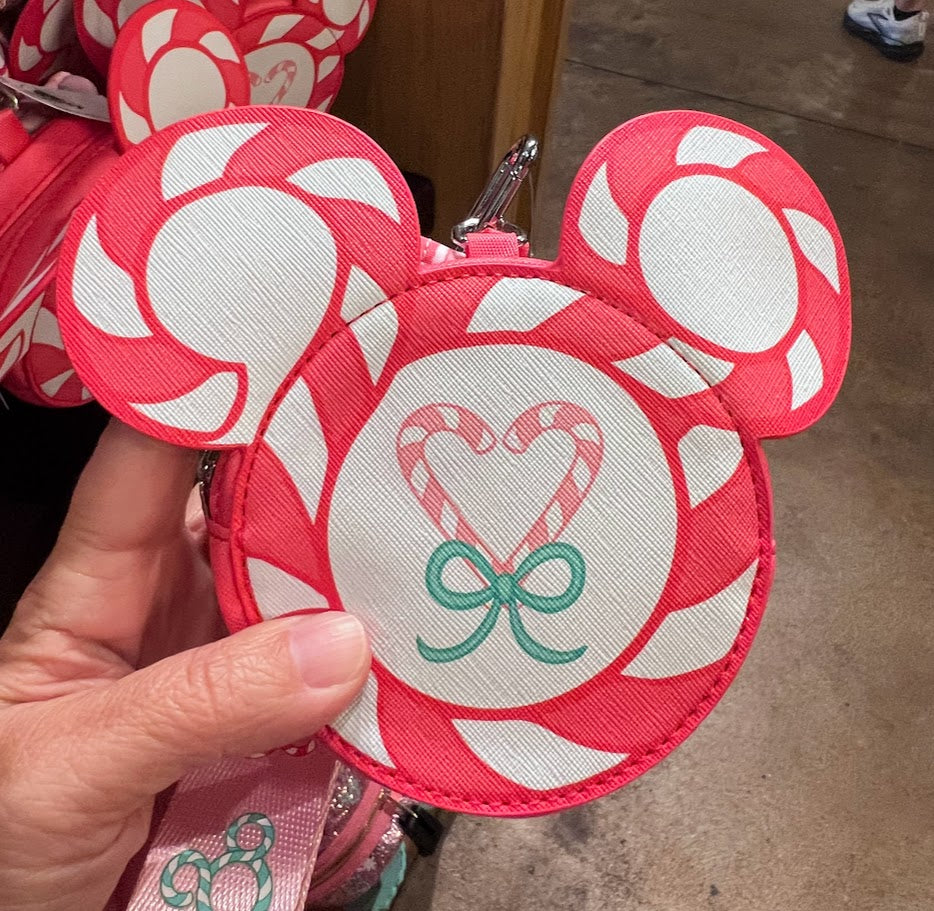 Pink Candy Cane Mickey Icon Christmas Wristlet Wallet