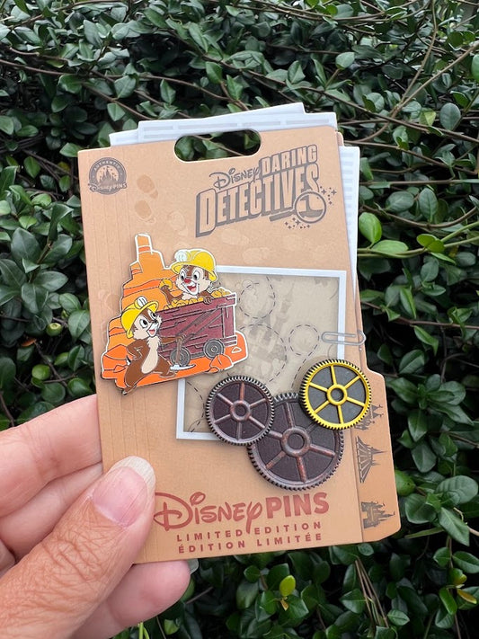 Chip & Dale Thunder Mountain Disneyland Daring Detectives Limited Edition Pin Set