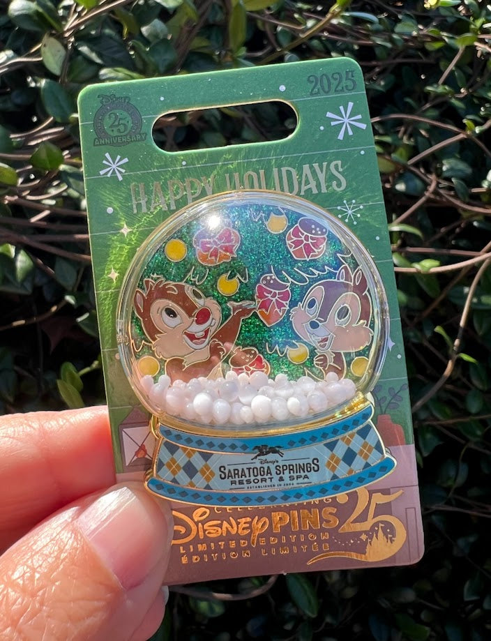 Chip & Dale Saratoga Springs Resort Happy Holidays 2025 Disney Pin