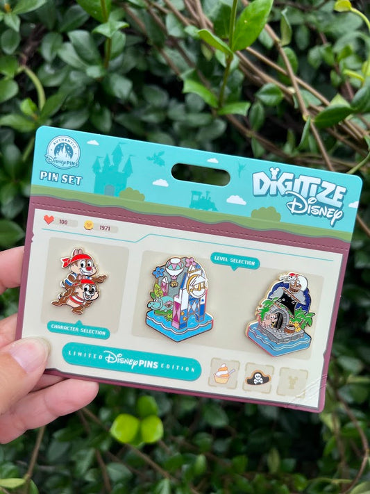 Chip & Dale It's a Small World & Pirates of the Caribbean Digitize Disney Pin Set