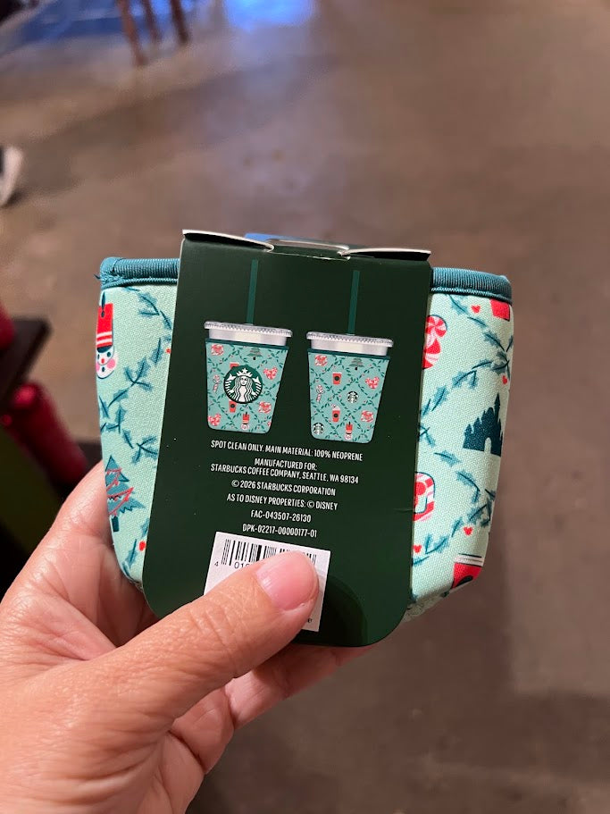 Mint to be at the Merriest Place on Earth Starbucks Fabric Cup Sleeve for 16 oz Cold Cups