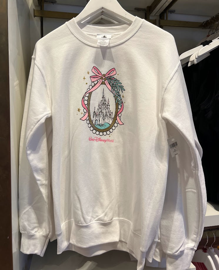 Cinderella Castle Ribbon Walt Disney World Adult Christmas Sweatshirt ...