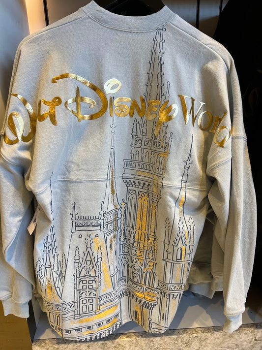 Light Blue Cinderella Castle Walt Disney World Adult Spirit Jersey