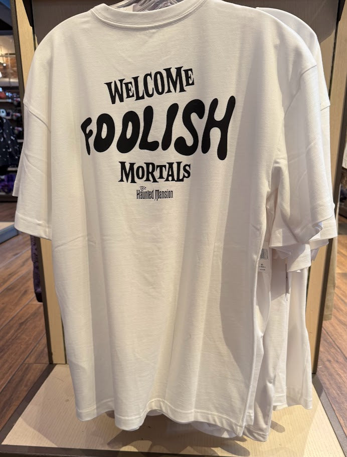 Gargoyle Welcome Foolish Mortals Haunted Mansion Adult T-Shirt