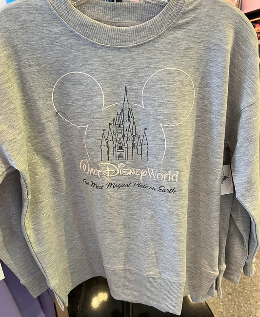 Gray Cinderella Castle Mickey Icon Walt Disney World Sweatshirt
