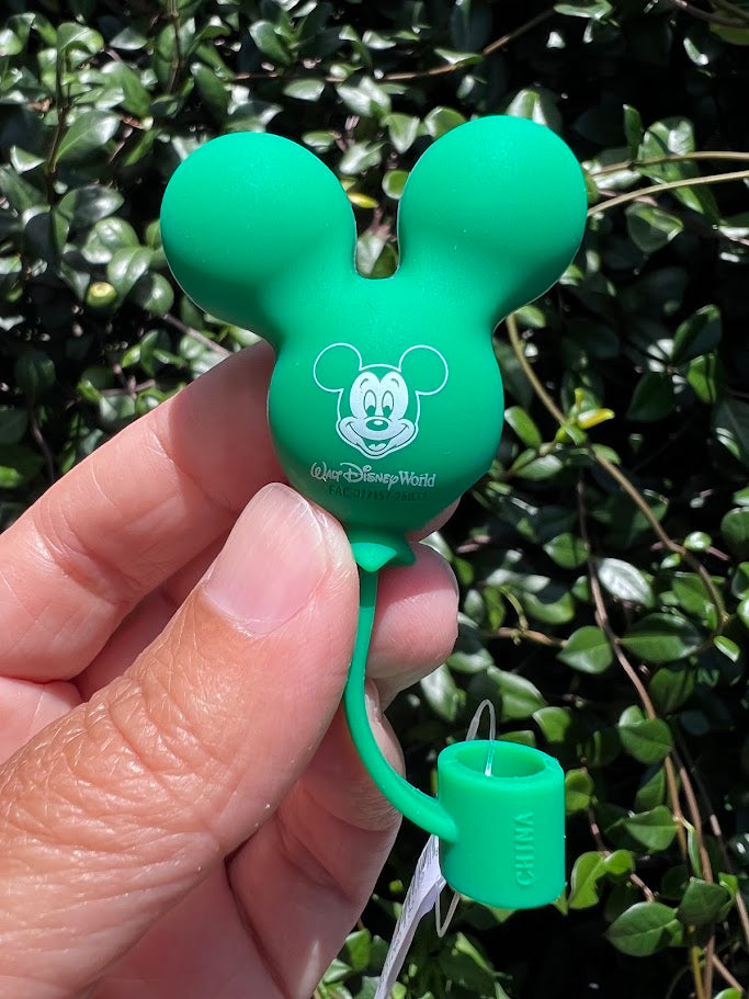 Green Mickey Mouse Walt Disney World Balloon Straw Topper