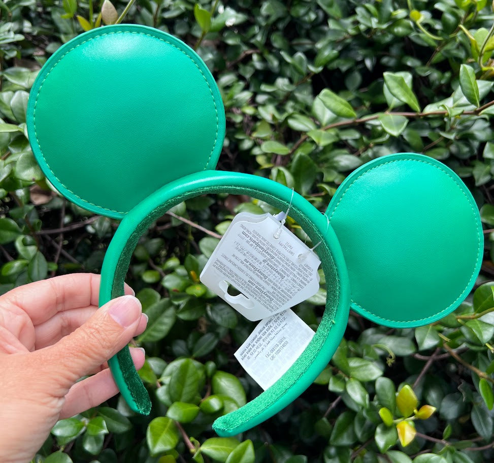 Green WDW Logo Mania Minnie Mouse Ears Headband