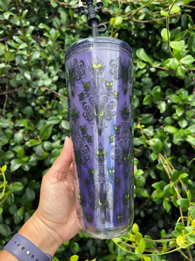 Haunted Mansion Wallpaper Plastic Starbucks Tumbler 24 oz.