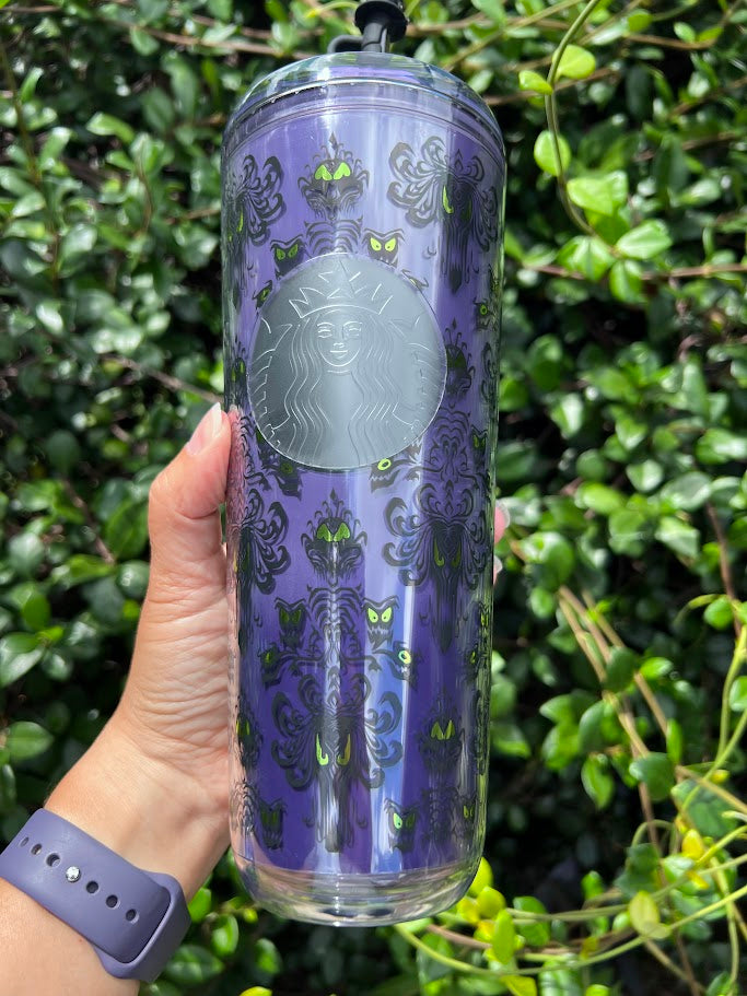 Haunted Mansion Wallpaper Plastic Starbucks Tumbler 24 oz.