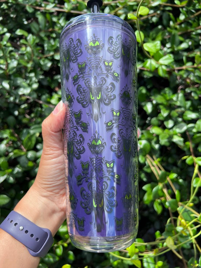 Haunted Mansion Wallpaper Plastic Starbucks Tumbler 24 oz.